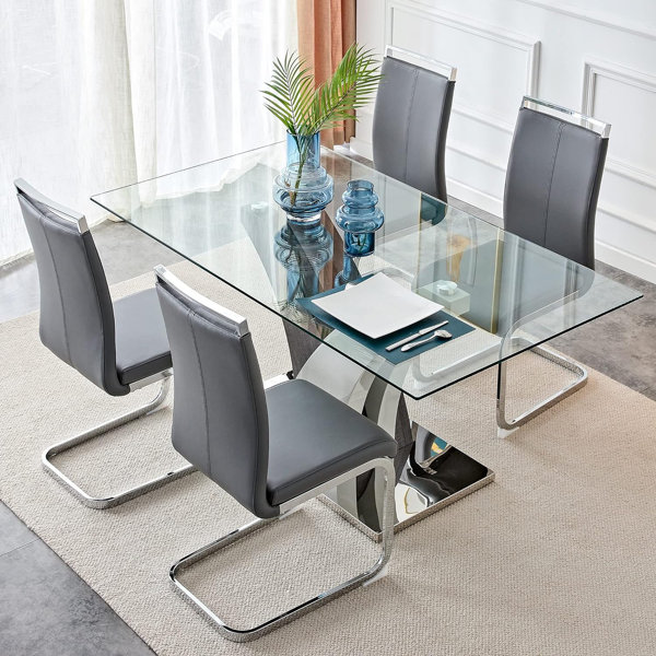 Ivy Bronx Kealia Glass Dining Table Wayfair